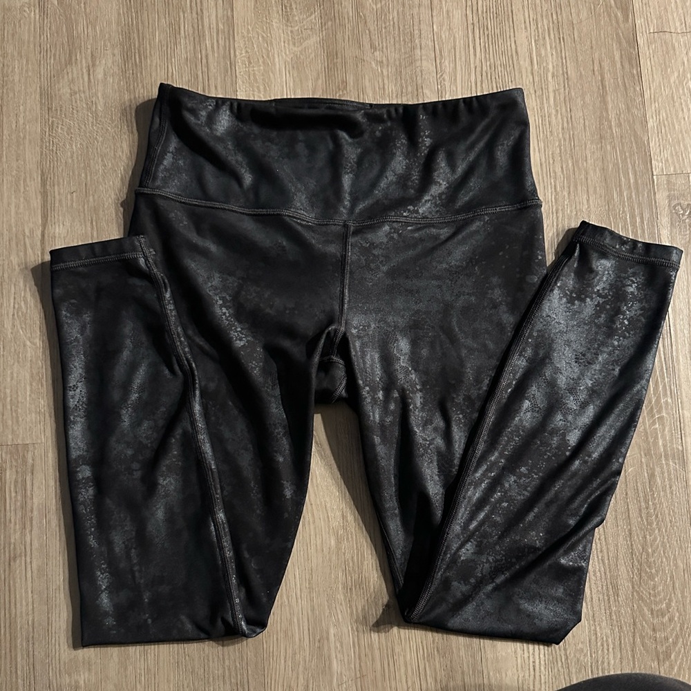 Athleta Black Glossy Tights
